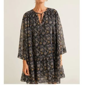 Mango Chiffon Flowy Flower Dress Vivito XS
